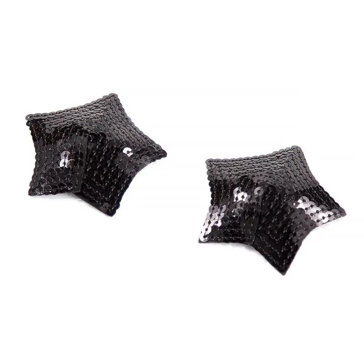 Pezoneras en Estrella con Lentejuelas Negras de Latetobed Bdsm Line