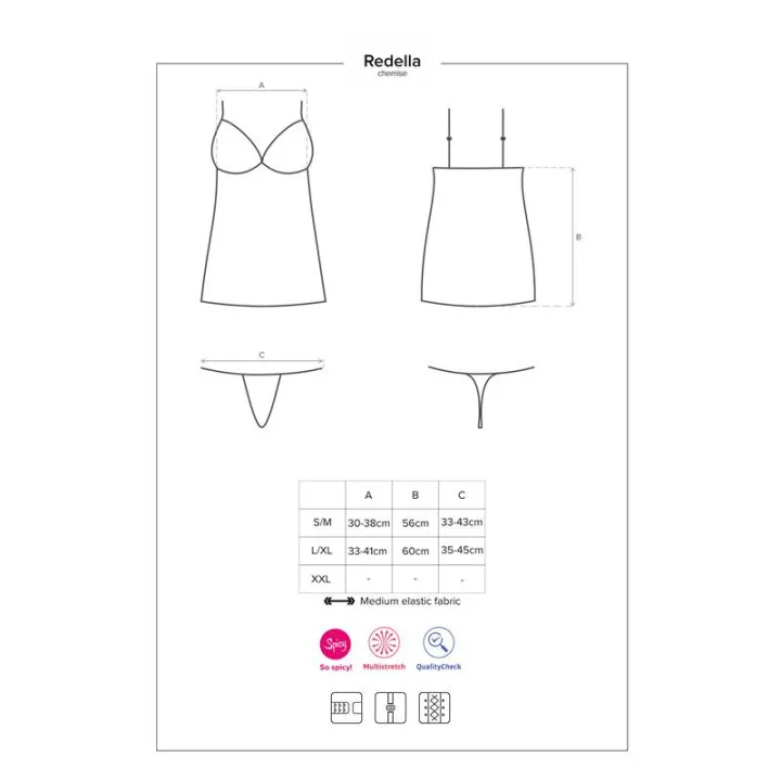 Redella Chemise y Tanga Negro de Obsessive