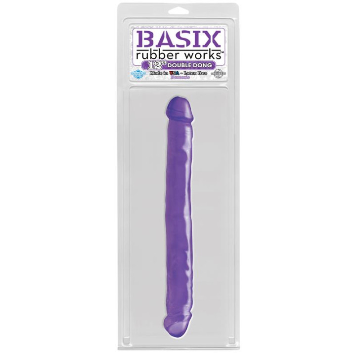 Dildo Doble 30,5 cm Púrpura de Basix Rubber Works | VibraZon
