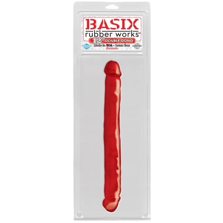 Dildo Doble Color Rojo 33,7 cm de Basix Rubber Works | VibraZon