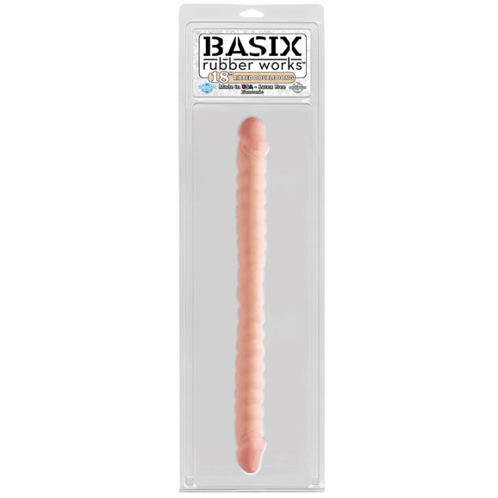 Dildo Doble 45,7 cm Natural de Basix Rubber Works | VibraZon