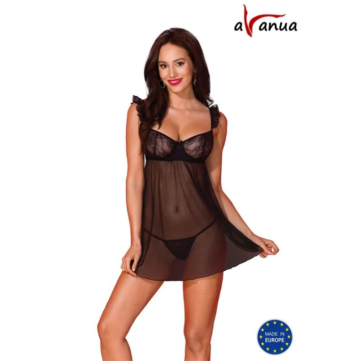 Milagros Chemise y Tanga Negro de Avanua
