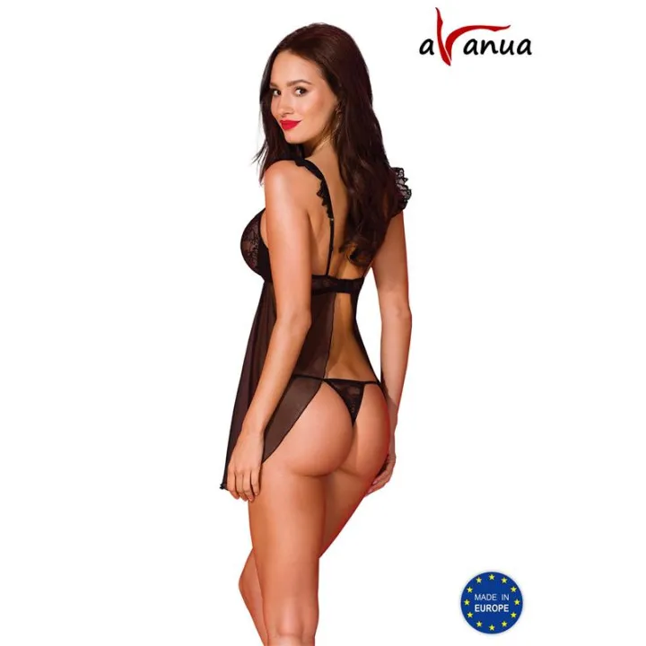 Milagros Chemise y Tanga Negro de Avanua