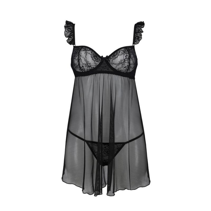 Milagros Chemise y Tanga Negro de Avanua | VibraZon