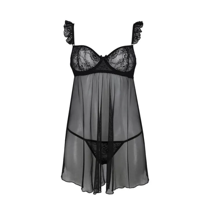 Milagros Chemise y Tanga Negro de Avanua