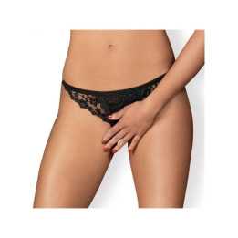 Letica Tanga Abierto Negro de Obsessive | VibraZon