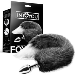 Plug Anal con Cola de Zorro Negro y Blanco de Intoyou Bdsm Line | VibraZon