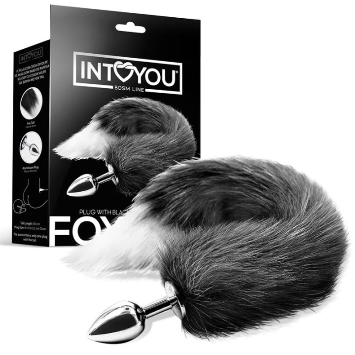 Plug Anal con Cola de Zorro Negro y Blanco de Intoyou Bdsm Line | VibraZon