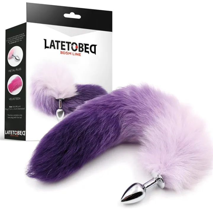 Plug Anal con Cola de Zorro Púrpura y Blanco Talla S de Latetobed Bdsm Line