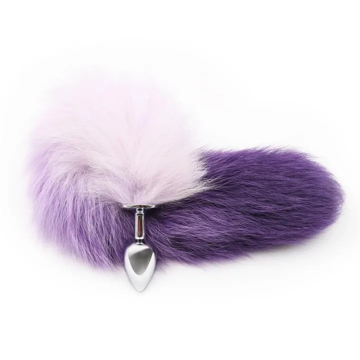 Plug Anal con Cola de Zorro Púrpura y Blanco Talla S de Latetobed Bdsm Line