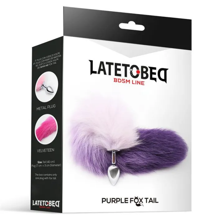 Plug Anal con Cola de Zorro Púrpura y Blanco Talla S de Latetobed Bdsm Line