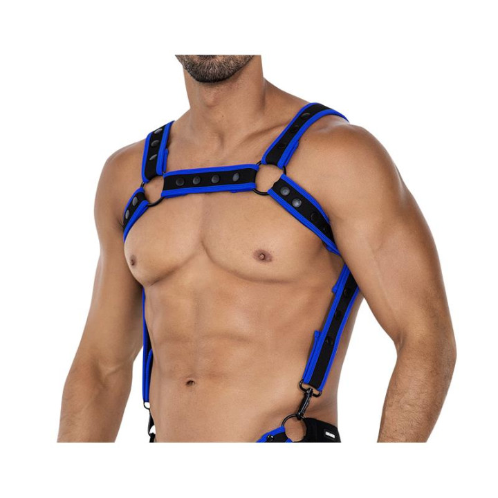 H4RNESS05 Arnés de Pecho Neon Azul Eléctrico Talla Única de Cut4Men | VibraZon