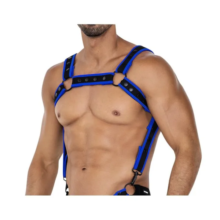 H4RNESS05 Arnés de Pecho Neon Azul Eléctrico Talla Única de Cut4Men