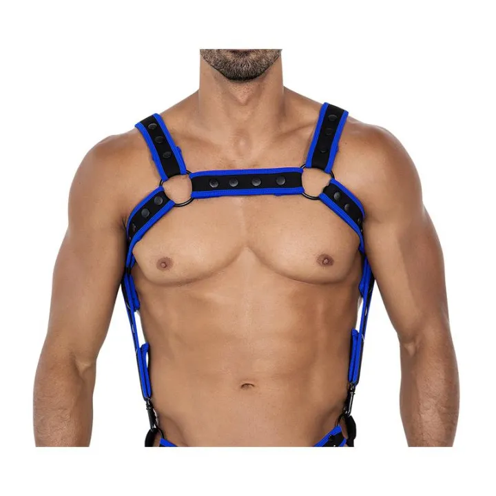 H4RNESS05 Arnés de Pecho Neon Azul Eléctrico Talla Única de Cut4Men