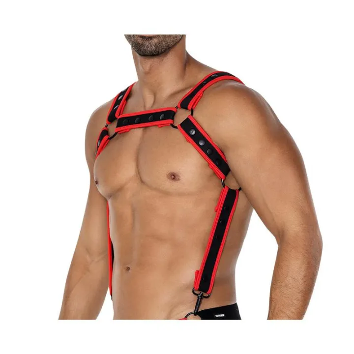 H4RNESS05 Arnés de Pecho Neon Rojo Talla Única de Cut4Men