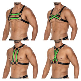 H4RNESS06 Arnés de Pecho 4WAY Verde Talla Única de Cut4Men | VibraZon