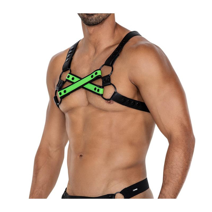 H4RNESS06 Arnés de Pecho 4WAY Verde Talla Única de Cut4Men | VibraZon