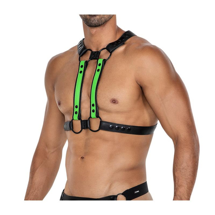 H4RNESS06 Arnés de Pecho 4WAY Verde Talla Única de Cut4Men | VibraZon
