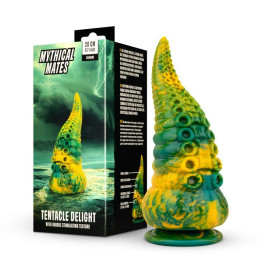 Dildo Tentacle Delight Verde y Amarillo 22.4 cm - 8.8 de Mythical Mates | VibraZon