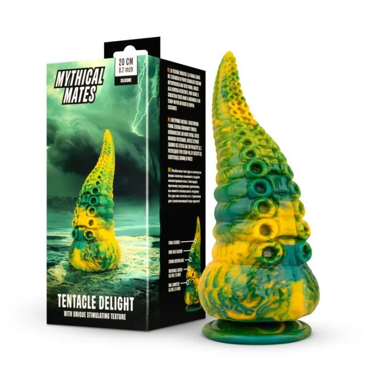 Dildo Tentacle Delight Verde y Amarillo 22.4 cm - 8.8 de Mythical Mates