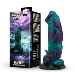 Dildo Dragonfly Púrpura y Verde 22.6 cm - 8.9 de Mythical Mates | VibraZon