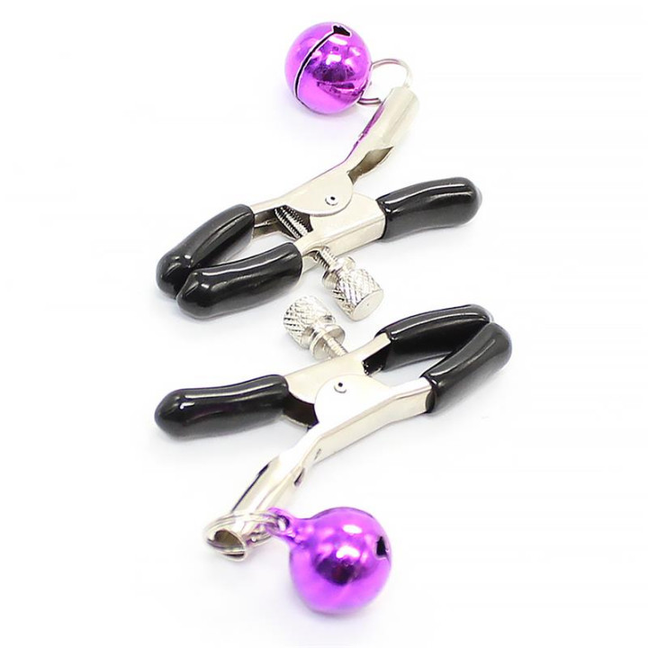 Pinzas para Pezones con Cascabel Púrpura de Latetobed Bdsm Line | VibraZon