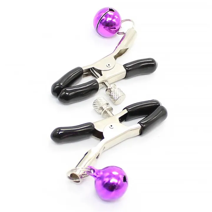 Pinzas para Pezones con Cascabel Púrpura de Latetobed Bdsm Line