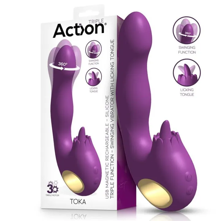 Toka Vibrador con Oscilación 360º y Lengua Estimuladora de Action