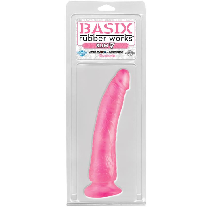 Dildo Slim 17,78 cm Rosa de Basix Rubber Works | VibraZon