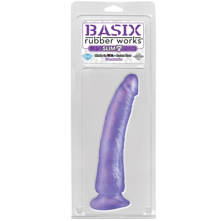 Dildo Slim 17,78 cm Púrpura de Basix Rubber Works | VibraZon
