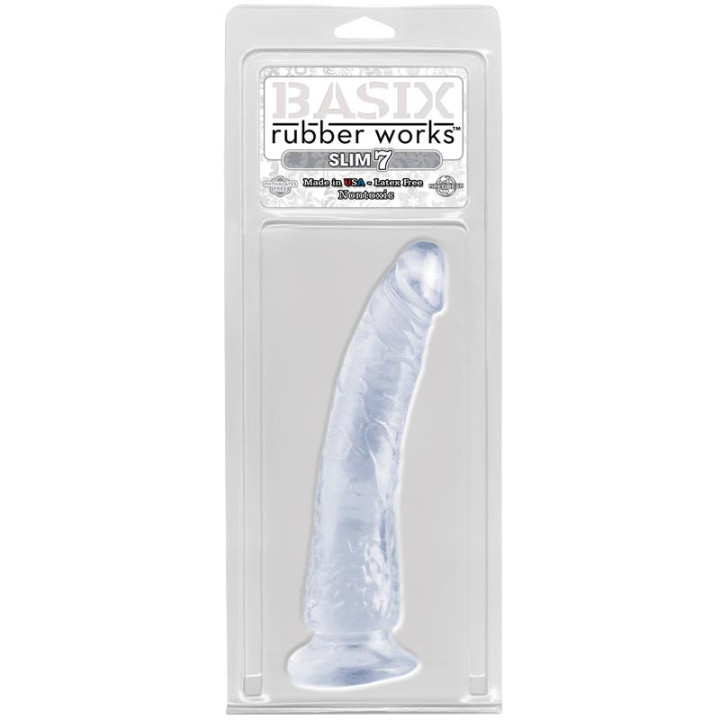 Dildo Slim 17,78 cm con Ventosa - Transparente de Basix Rubber Works | VibraZon