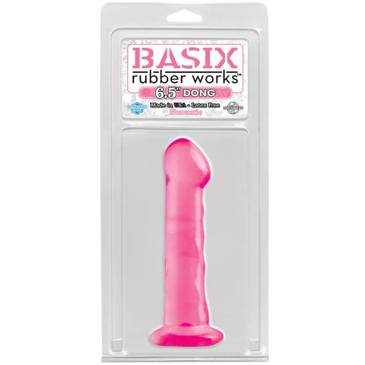 Dildo con Ventosa 16.51 cm Color Rosa de Basix Rubber Works | VibraZon