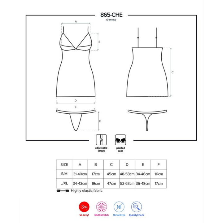 865-CHE-1 Chemise y Tanga Negro de Obsessive | VibraZon