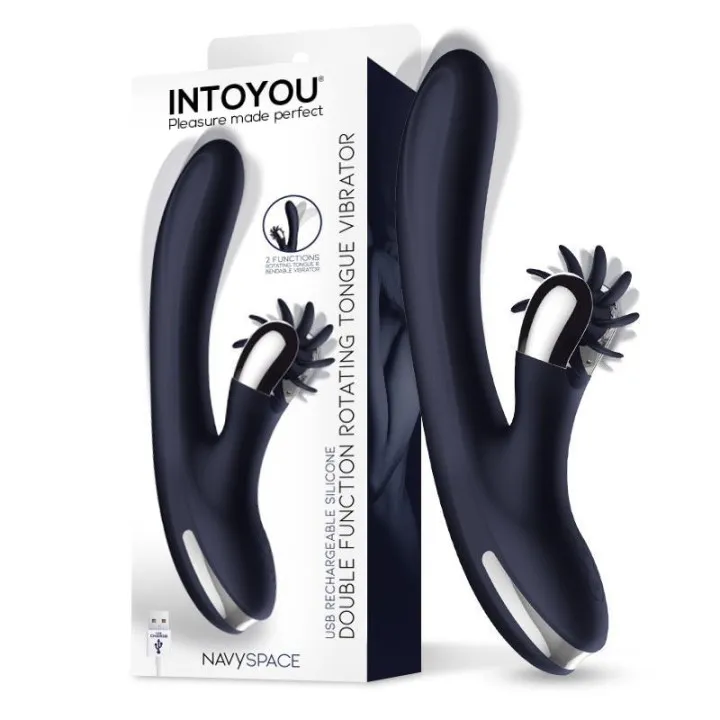 Navyspace Vibrador con Lenguas Rotadoras Azul de Intoyou