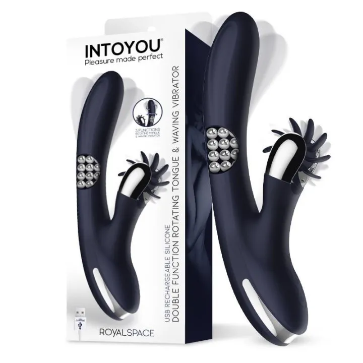 Royalspace Vibrador con Lenguas Estimuladoras y Bolas Internas 360º Azul de Intoyou