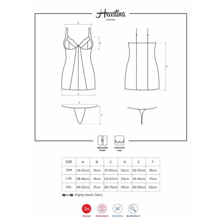 Heartina Chemise y Tanga Color Rojo de Obsessive | VibraZon