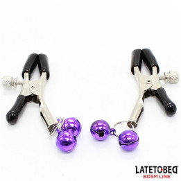 Pinzas para Pezones con Cascabeles Púrpura de Latetobed Bdsm Line | VibraZon