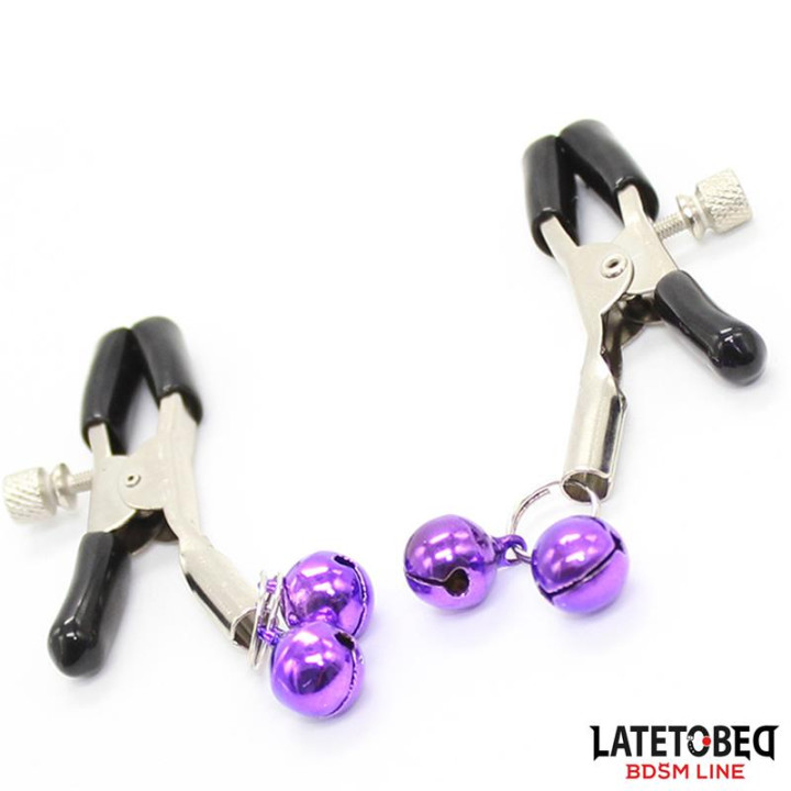 Pinzas para Pezones con Cascabeles Púrpura de Latetobed Bdsm Line | VibraZon