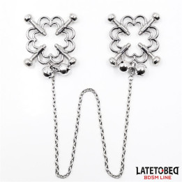 Pinzas de Metal para Pezones Cadena y Cascabeles de Latetobed Bdsm Line | VibraZon