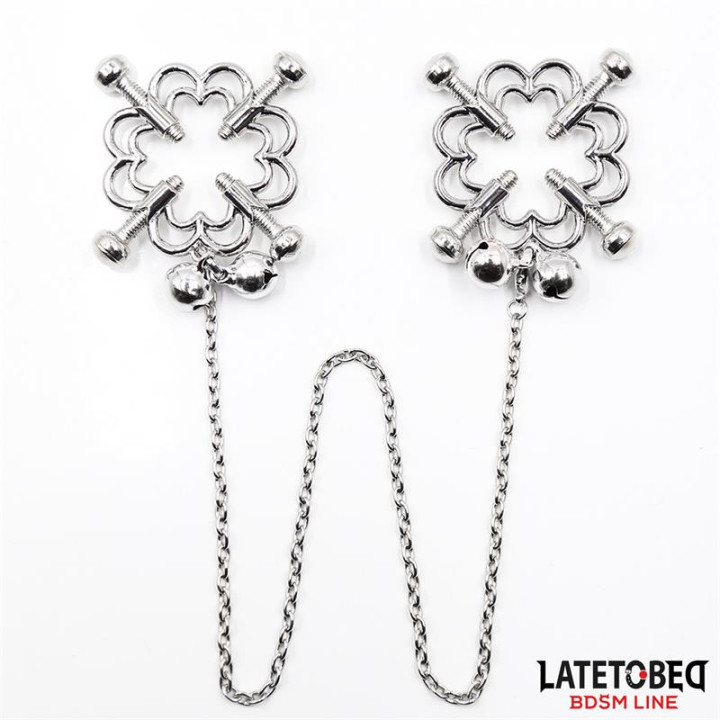 Pinzas de Metal para Pezones Cadena y Cascabeles de Latetobed Bdsm Line | VibraZon