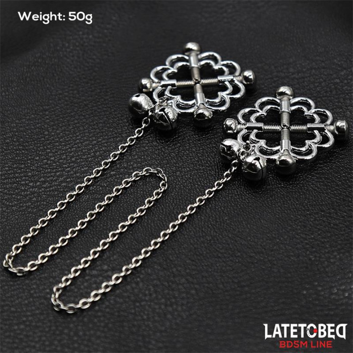 Pinzas de Metal para Pezones Cadena y Cascabeles de Latetobed Bdsm Line | VibraZon