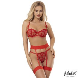 Yvonne Set Sujetador, Tanga y Liguero con Corazones Rojo de Adalet Lingerie | VibraZon