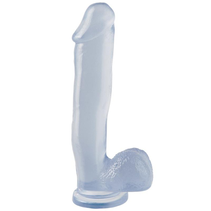 Dildo con Testículos y Ventosa 30.5 cm Transparente de Basix Rubber Works | VibraZon