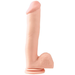 Dildo con Testículos y Ventosa 30.5 cm Color Natural de Basix Rubber Works | VibraZon