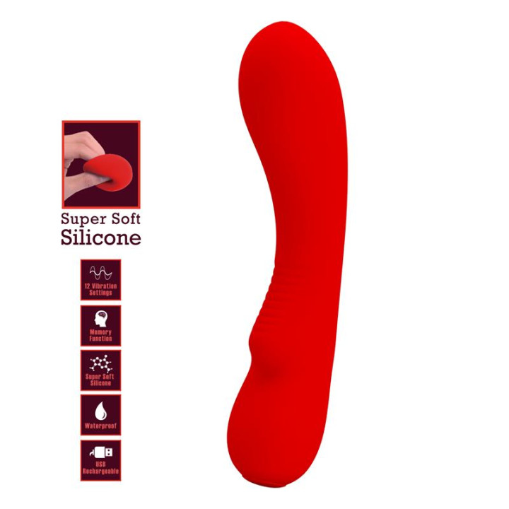 Prescott Vibrasor USB Silicona Rojo de Prettylove | VibraZon