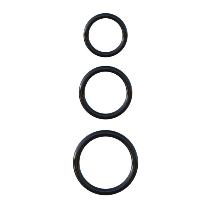 Fantasy C-Ringz Set de 3 Anillos de Silicona Color Negro | VibraZon