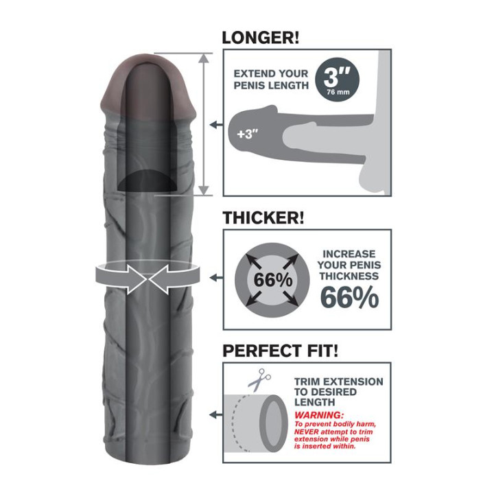 Fantasy X-tensions Mega 7,6 cm Extensión de Pene - Color Negro | VibraZon