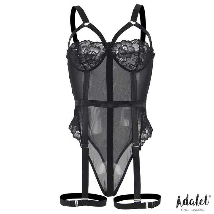 Ariana Body con Liguero y Ligas Negro de Adalet Lingerie | VibraZon