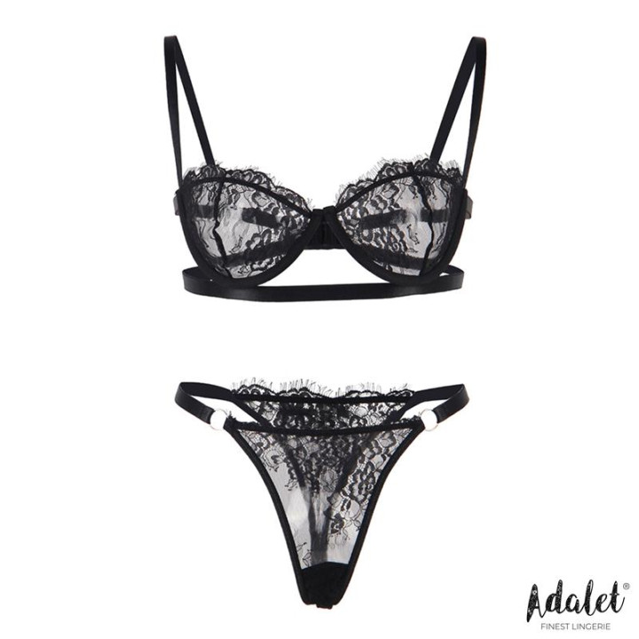 Mia Set Sujetador y Tanga de Encaje Negro de Adalet Lingerie | VibraZon