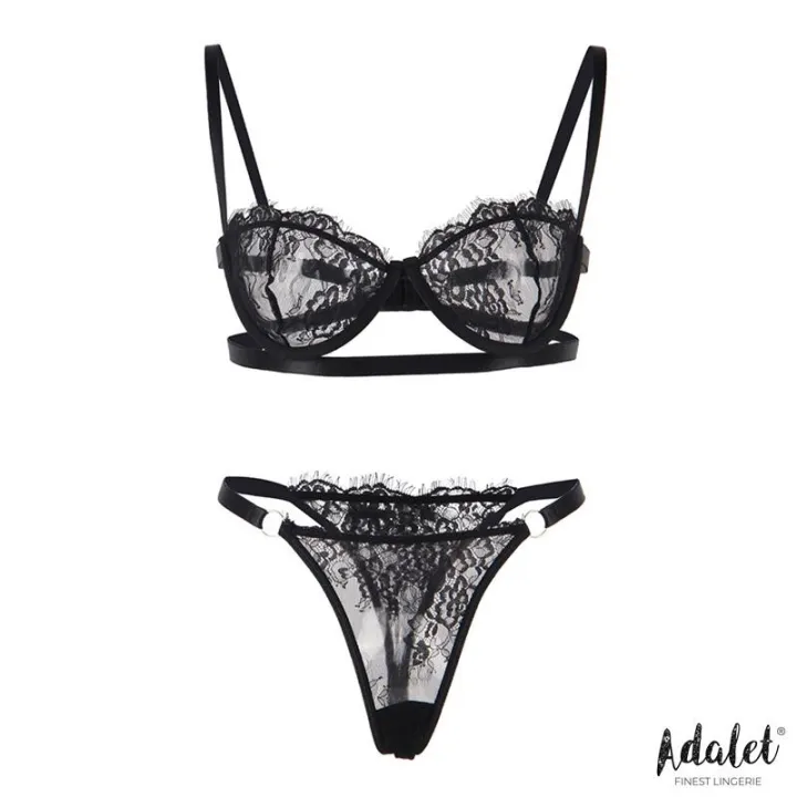 Mia Set Sujetador y Tanga de Encaje Negro de Adalet Lingerie